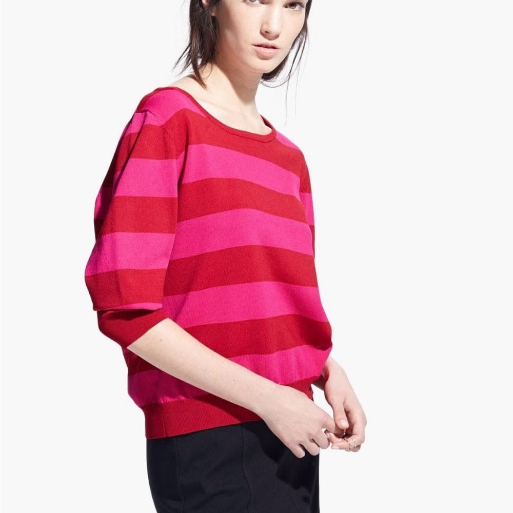 Mango MNG Suit Collection Red and Pink Crew Neck Sweater